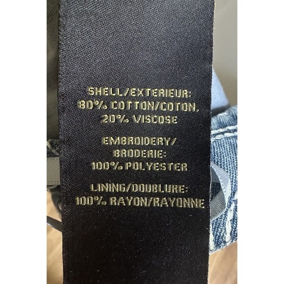 House of Harlow 1960 Blue Floral Embroidered Denim Crop Top Large Square Neck - Picture 12 of 12